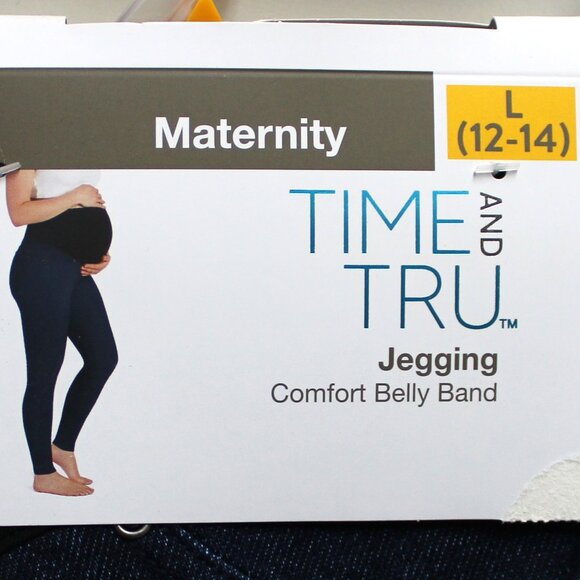 Time and Tru Large 12-14 Dark Denim Blue Jean Maternity Jeggings - Picture 4 of 8